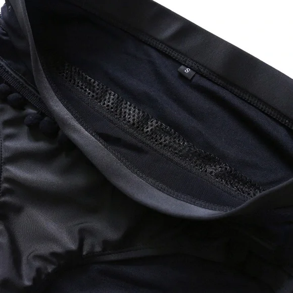 SOLD OUT Black Pompom Mesh High Waist Halter Bikini - Picture 6 of 6